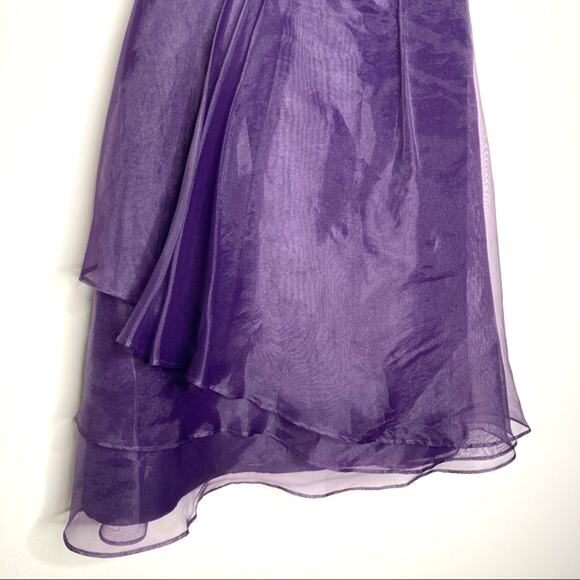 NWT David’s Bridal Wms 2 Strapless Purple Lapis Organza Dress Formal Bridesmaid - Picture 9 of 14